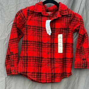 Cat & Jack Red and Black Plaid Button Down Shirt